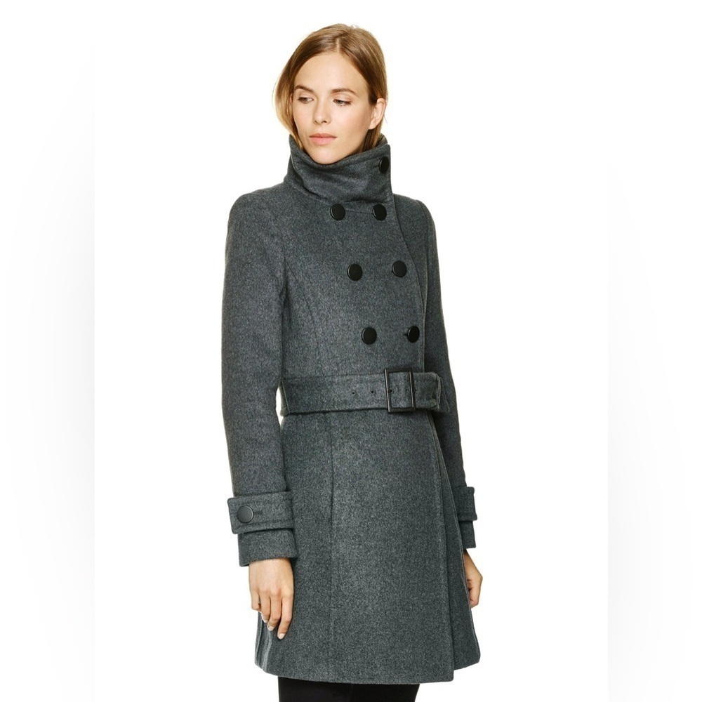 Aritzia Babaton Tulula Bromley Wool & Cashmere Gray Belted Pea Coat Size XS
